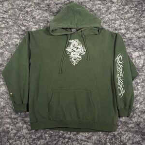 Vintage Top Heavy Dragon Hoodie Mens XL Y2K Double Sided Graphic Green Grunge
